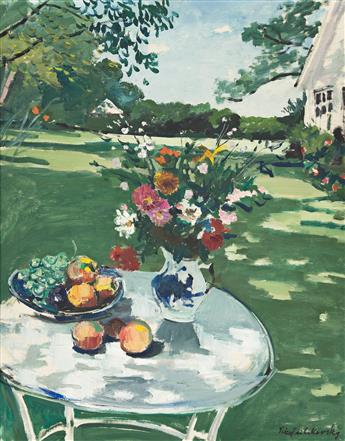 NICOLAI CIKOVSKY Summer Garden Still Life with Flowers and Fruit.